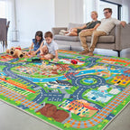 Car Rug Play Mat for Kids Toy Cars, Road Traffic Playmat for Kid Bedroom - Image 3