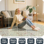 Vintage Light Green Living Room Rug, 5x7 Washable Area Rugs - Image 4