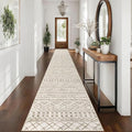 KUTA Boho Runners for Hallways 2.6x16 ft Moroccan Beige Washable Long Hall by KUTA