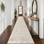 KUTA Boho Runners for Hallways 2.6x16 ft Moroccan Beige Washable Long Hall by KUTA