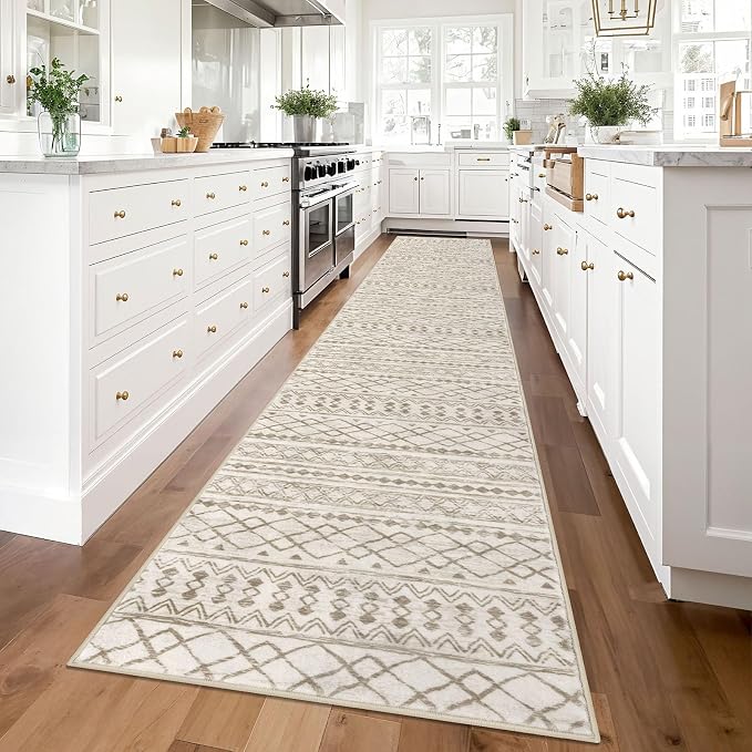 KUTA Boho Runners for Hallways 2.6x14 ft Moroccan Beige Washable Long Hall - Image 3