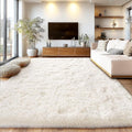 Cream White Plush Rug for Living Room Fuzzy Carpet for Bedroom Dorm, Non-Slip by Isdook