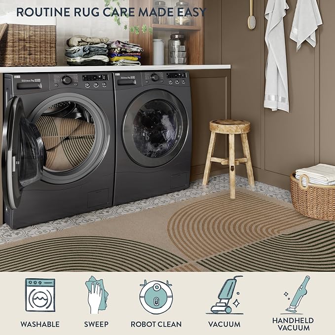 Lahome Enfys Modern Rainbow Round Rug 3ft, Circle Indoor Outdoor Rugs - Image 5