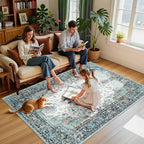 RELEANY Area Rugs 5'x7' Washable Non-Slip, Floral Vintage Distress Medallion - Image 3