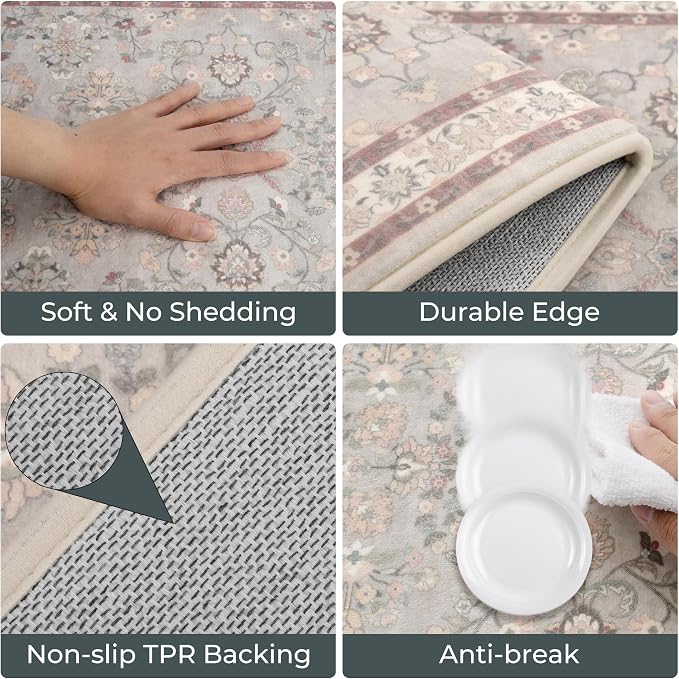 GRANNY SAYS Boho Kitchen Rug Sets of 2, Non Slip Washable Faux Wool Kitchen Mats - Image 3