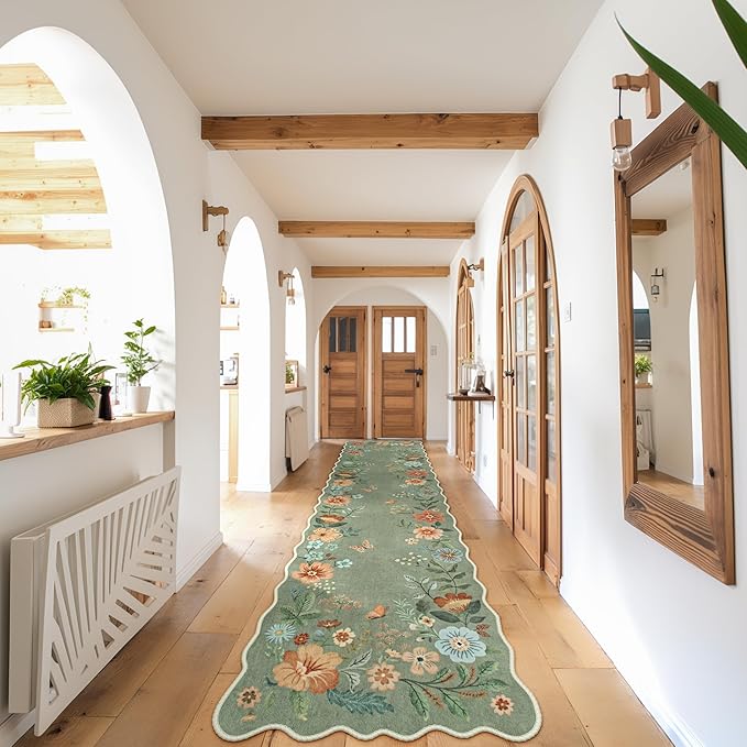 Lahome Floral Hallway Runner Rug Non Slip, Distressed Carpet - Image 3