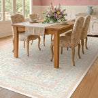 Light Pink 6x9 Girl Bedroom Rug Low Pile & Soft, Botanical Floral Washable - Image 3