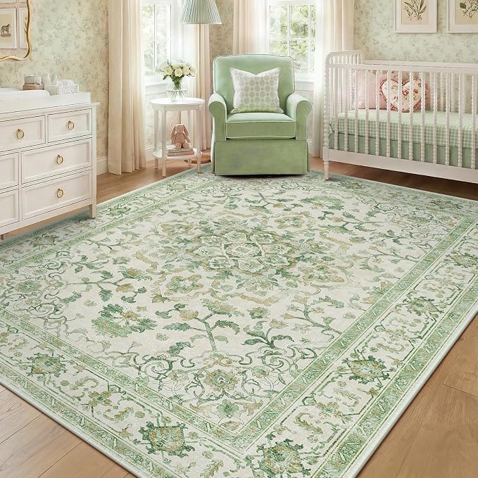 CAPALOCA Machine Washable Rugs Nursery Rug Cute Girl Non Slip Low Pile Water - Image 2