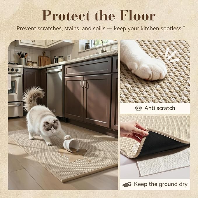 MontVoo Kitchen Rugs Non Slip Washable, Absorbent Braided Kitchen Mats - Image 3