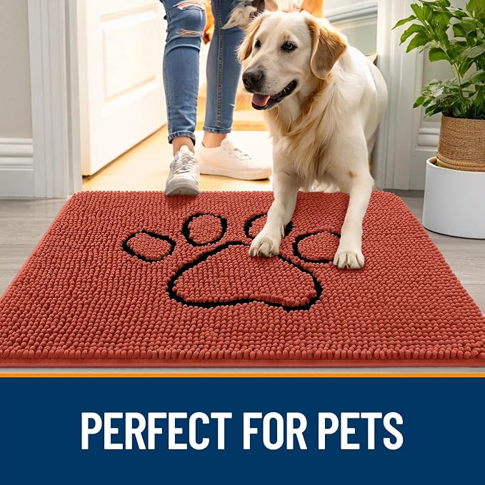 OLANLY Dog Door Mat for Muddy Paws 30x20, Paw Print Design, Absorbs Moisture - Image 6