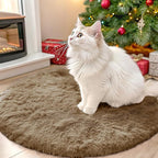 OLANLY Taupe Round Rugs for Bedroom by OLANLY
