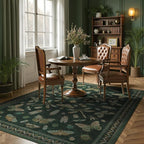 DCX 4x6 Washable Insect Rug, Vintage Gothic Dark Green Rug - Image 2