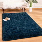 Andecor Shag Area Rug for Living Room, 5x8 Feet Navy Blue Soft Fluffy Indoor - Image 8