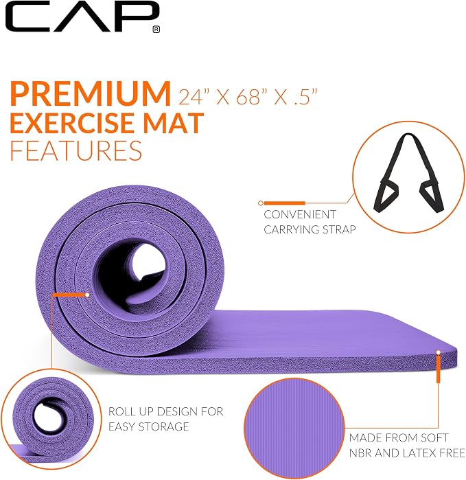 CAP Barbell 1/2-Inch High Density Exercise Yoga Mat - Image 3