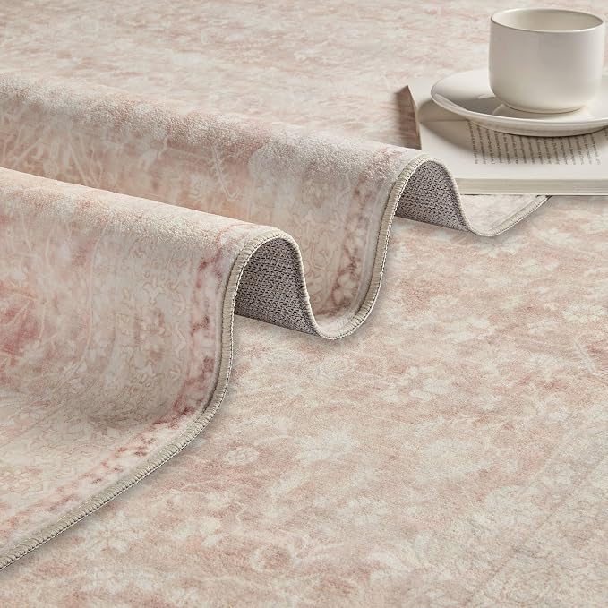 Latte&Fog Washable 6x9 Pink Rugs - Image 8
