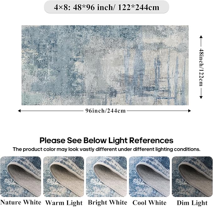 Modern Abstract 4x8 Area Rug: Wide Rugs - Image 2