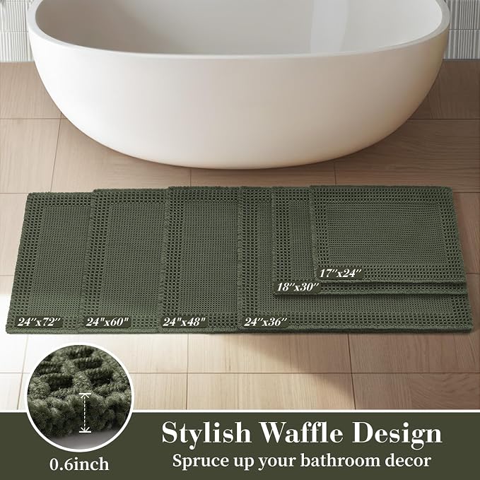 RESARE Waffle Bath Mat for Bathroom, Super Absorbent Bathroom Rugs Non Slip - Image 5