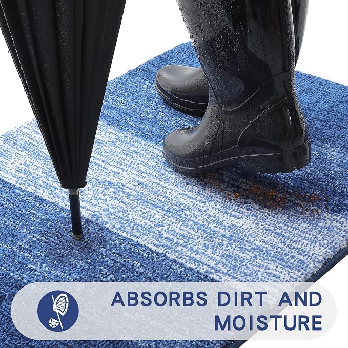 Kitinjoy Indoor Outdoor Door Mat, 54x32 Non-Slip Absorbent Dirt Trapper - Image 2
