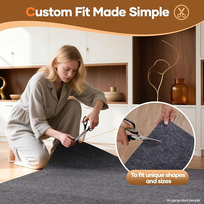 Veken Non Slip Cushioned Rug Pad Gripper 8x10 Ft, Felt and Silicone Backing - Image 7