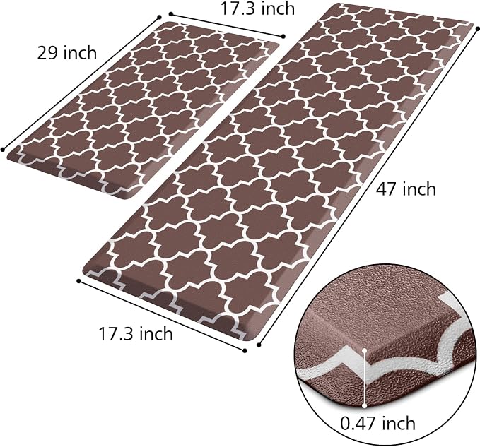 KMAT Kitchen Mat 0.47in Cushioned Anti-Fatigue Kitchen Rug, Waterproof Non-Skid - Image 2