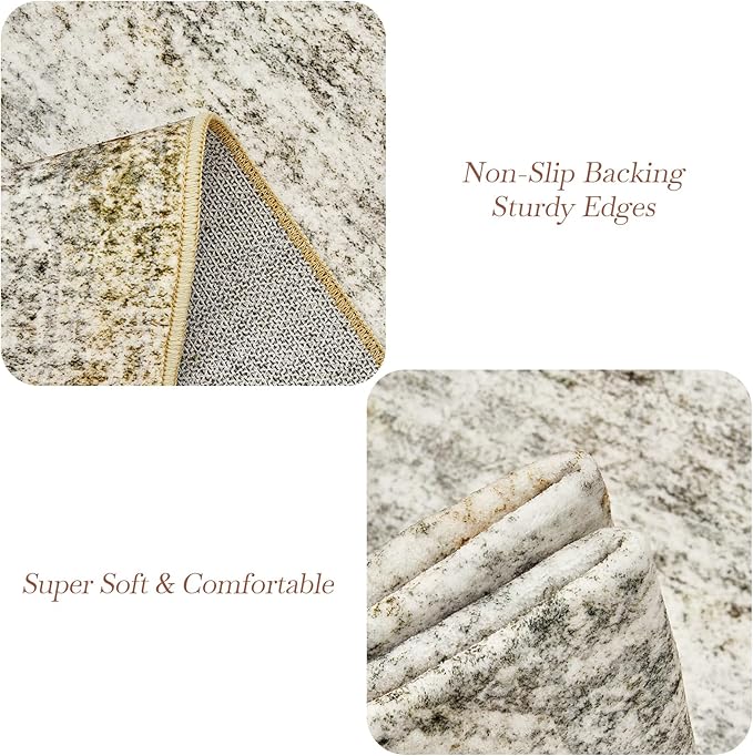 Soalmost 5x7 Area Rugs Gray Rust Low Pile Indoor Washable Trendy Faded Style - Image 5