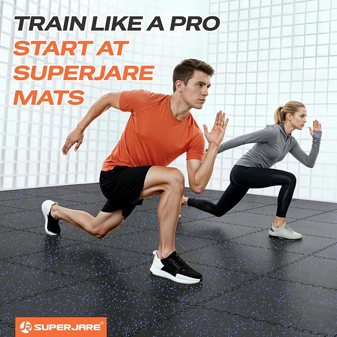 SUPERJARE 0.56'' Thick 36 Pcs 144 Sq Ft Rubber Top Exercise Equipment Mats - Image 3