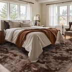 5x8 Ft Shag Brown Area Rug for Bedroom Living Room, Tie-Dyed Ultra Soft Fluffy - Image 3