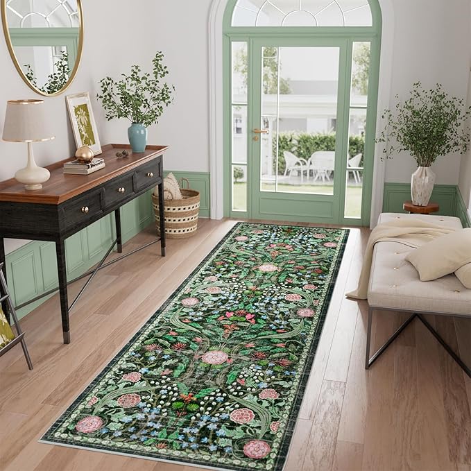 AMTOVO 2.7x8 Runner Rug for Hallway, Washable Non-Slip Long Kitchen Carpet by AMTOVO