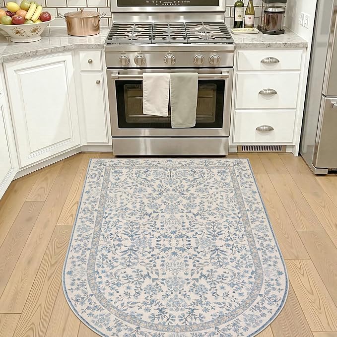jinchan Zenith Blue Floral Area Rug - Image 4