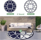 GENIMO 8' Round Outdoor Rug Waterproof - Image 4