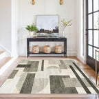 4x5 Washable Entryway Office Rug: Mid Century Modern Area Rugs Geometric Non - Image 3