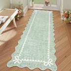 GarveeHome Scalloped Bow Rug for Living Room, Sage Green Rug for Dorm, Washable by GarveeHome