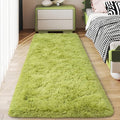 Soft Runner Rugs for Bedroom Hallways, 2x6 Grass Green Fluffy Shag Throw Area by Ailyei