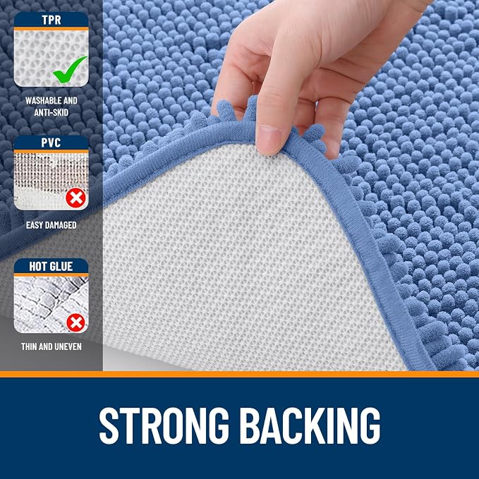 OLANLY Bathroom Runner Rugs 59x24, Soft Absorbent Chenille Bath Rugs, Rubber - Image 6
