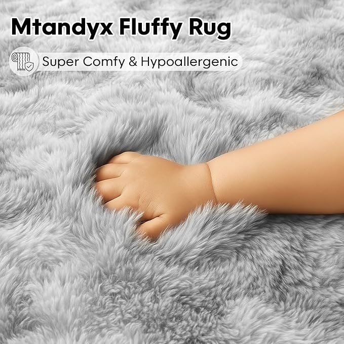 5x7 Plush Fluffy Area Rugs, Large Soft Carpet, Upgraded Non-Slip Rectangular Rug - Image 2