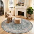 4x4 Round Living Room Rug: Washable Bedroom Rug Stain Resistant Boho Rug Non by palohom