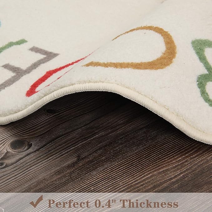 Topotdor Rainbow Round Kids Play Rug Alphabet Nursery Area Rug Extra Large Soft - Image 5
