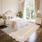 GarveeHome Scalloped Bow Rug for Living Room, Solid Camel Rug for Dorm - Image 2