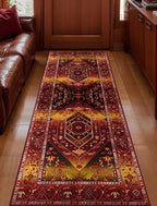 SERISSA Boho Washable Runner Rug, 2x6 Rug Runner Non-Slip Vintage Rustic Red - Image 2
