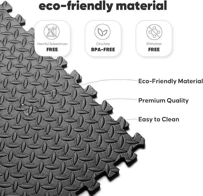 24 Pack Home Gym Mat, Puzzle Exercise Mat, EVA Interlocking Foam Floor Tiles - Image 4