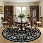Round Area Rug for Living Room: 8 ft Floral Washable Circle Rug Soft Boho - Image 3