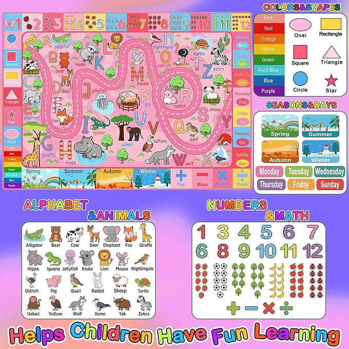 Kids Rugs for Playroom 4.5x6 Feet, Educational ABC Rug, Alphabet Number Animal - Image 3