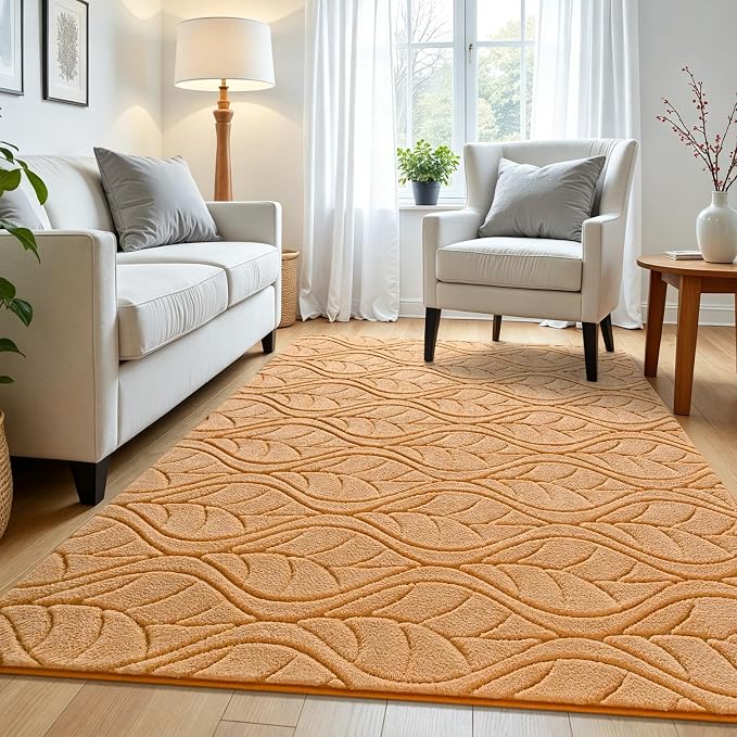Macgace 4x6 Apricot Area Rug, Soft Shag Carpet Washable Bedroom Nursery Rug - Image 3