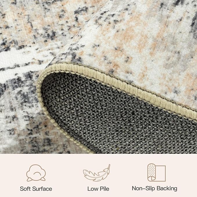 Lofus 5x8 Area Rug for Living Room, Neutral Modern Washable Carpet for Bedroom - Image 7