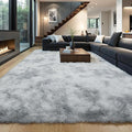 Grey Fluffy 8x10 Large Area Rugs by KICHOWUA