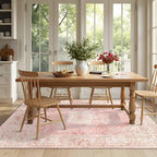 Latte&Fog Washable Pink Rug, Vintage 5x7 Area Rugs - Image 5