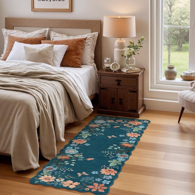 Lahome Floral Rugs for Entryway, 2x4 Washable Kitchen Rugs Ultra-Thin, Non Slip - Image 2