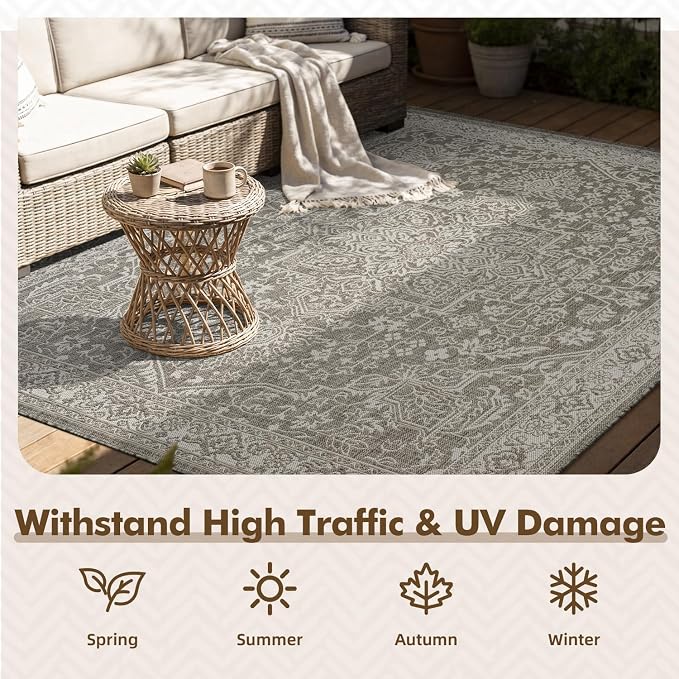 MontVoo-Outdoor Rug-Patio Rug 5x7 ft Polypropylene Indoor Outdoor Rugs Carpet - Image 4