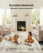 AMADA HOMEFURNISHING Washable Area Rug, Low-Profile Large Area Rug - Image 3