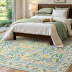 Wonnitar Washable Floral 6x9 Rug, Soft Green Area Rug Boho Non Slip Dining Room - Image 2
